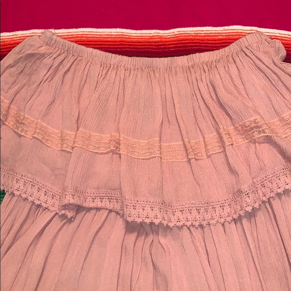 Strapless fiesta style dress with ruffle top